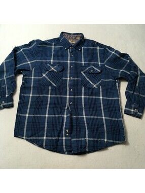 Vintage 90s Northwest  BLUE Flannel Size L Button Up Shirt